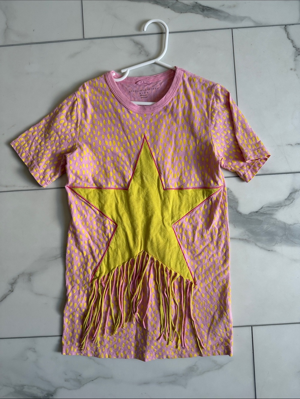 Stella McCartney Kids Pink Tee with Yellow Star Fringe